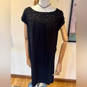 Joie Black Embroidered Bib Yoke Shift Dress
